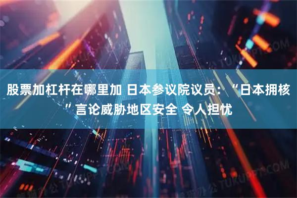 股票加杠杆在哪里加 日本参议院议员：“日本拥核”言论威胁地区安全 令人担忧